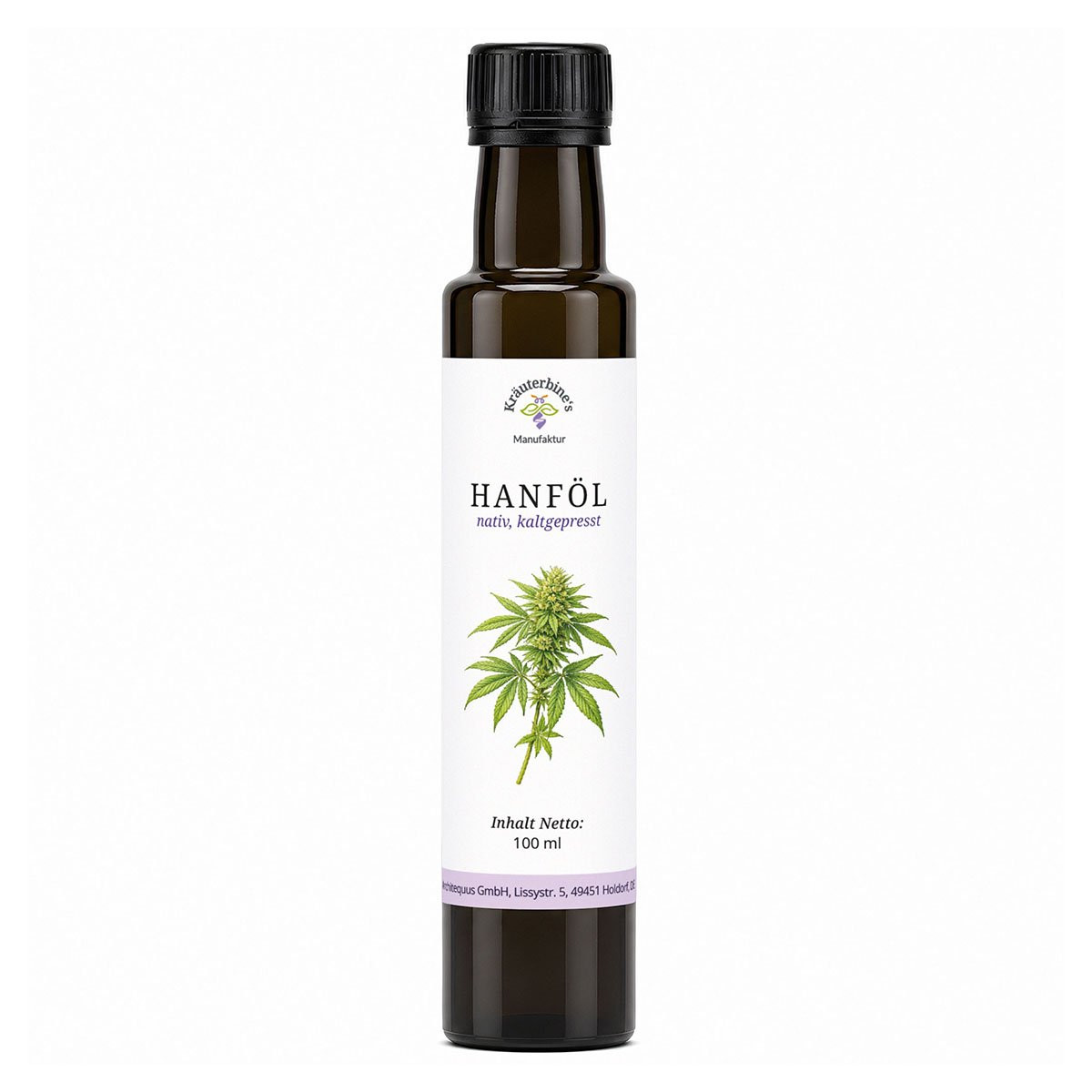 Hanföl kaltgepresst nativ, geprüfte EU-Qualität, in Dorica-Flasche für die Küche 100ml