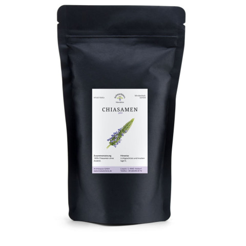 Chia Samen, schwarz/weiß, ganz, aromaschonend verpackt für die Küche 100g