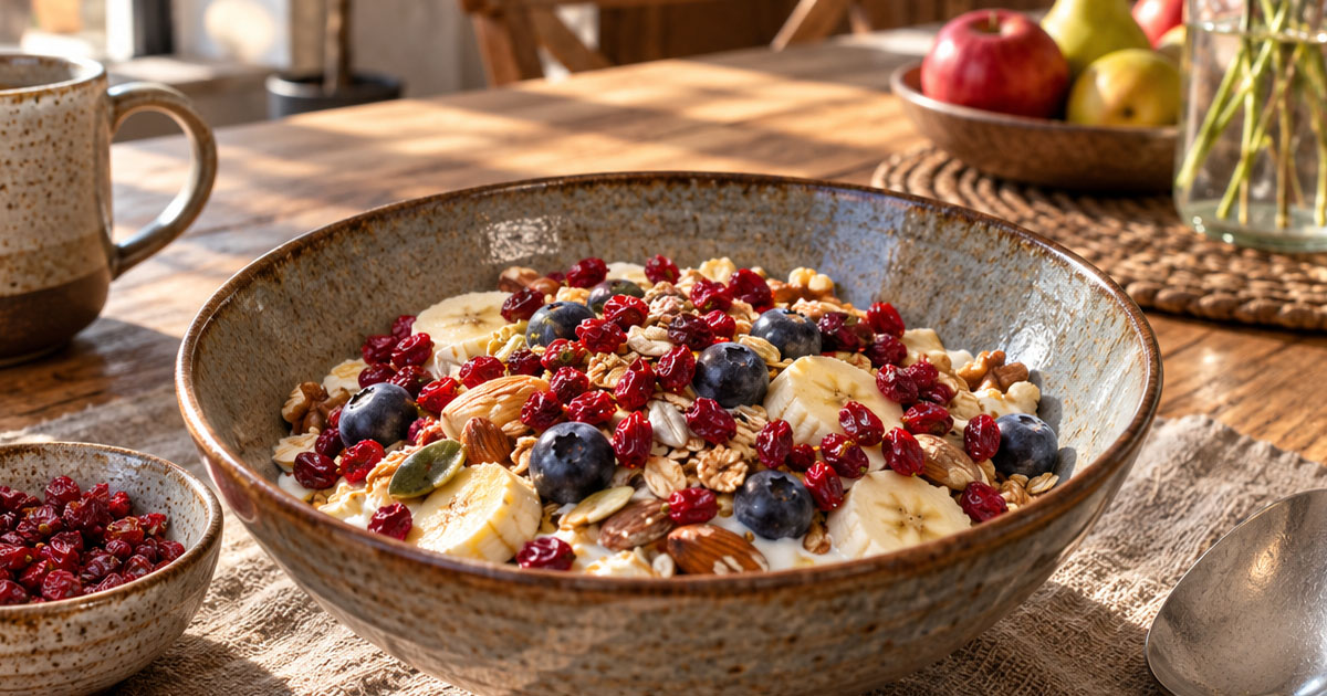 Gericht mit Berberitzenbeeren