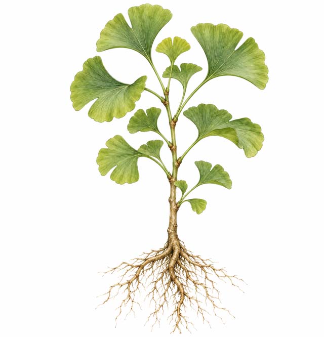 Fächerförmige Ginkgoblätter